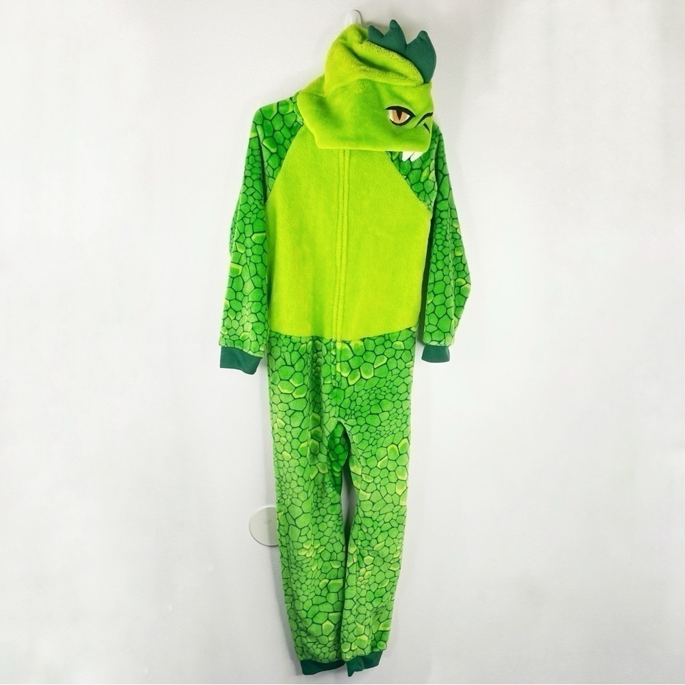 SAINT EVE KIDS Boys Neon Green Crocodile Hooded Onesie Size XS (5-6)